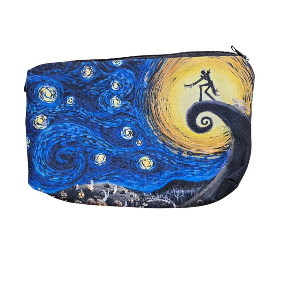 Women's Cosmetic Bag Starry Night NBC Medium Sized Clean Pouch Blue Yellow